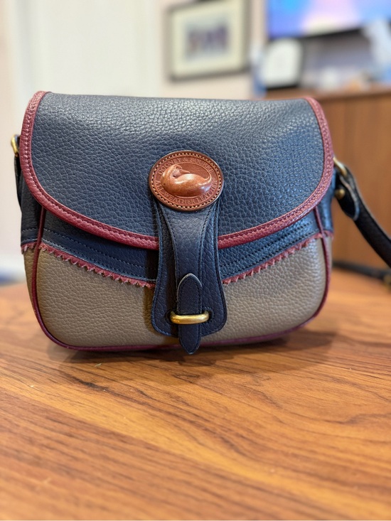 Dooney & Bourke Handbags - Dooney & Bourke Navy, Taupe & Burgundy Pebbled Leather Crossbody